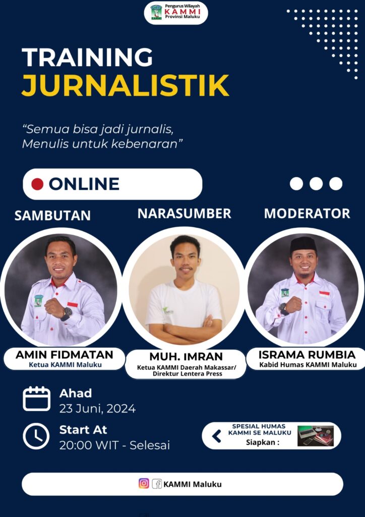 Gelar Training Jurnalistik, Ini Harapan Ketua KAMMI Maluku Amin Fidmatan