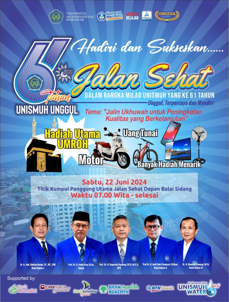 Di Ramaikan 5.200 Peserta, Jalan Sehat Milad ke 61 Unismuh